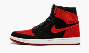 Nike Air Jordan 1 Retro HI Flyknit Mens Shoes Black / Red / White | 952107-TZB