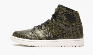 Nike Air Jordan 1 Retro Hi Pre 'Snakeskin' Womens Shoes Olive / Black | 037286-CRT