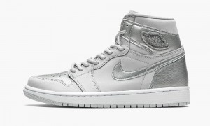 Nike Air Jordan 1 Retro High CO.JP 'Metallic Silver' Mens Shoes Grey / White / Metal | 634798-XJF