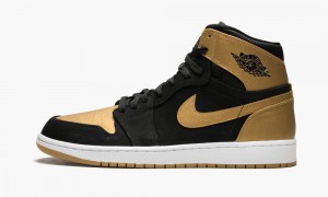 Nike Air Jordan 1 Retro High 'Melo' Mens Shoes Black / Metal Gold / White | 821039-ZVK