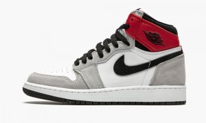 Nike Air Jordan 1 Retro High OG GS 'Light Smoke Grey' Kids Shoes White / Black / Light Grey | 075183-SMQ