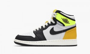 Nike Air Jordan 1 Retro High OG GS 'Volt Gold' Kids Shoes White / Black | 049236-LTG