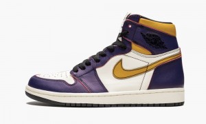 Nike Air Jordan 1 Retro High OG 'LA to Chicago' Mens Shoes Purple / Gold | 715364-KYS