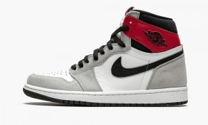 Nike Air Jordan 1 Retro High OG 'Light Smoke Grey' Mens Shoes White / Black / Light Grey | 193645-AZT