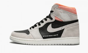 Nike Air Jordan 1 Retro High OG 'Neutral Grey/Hyper Crimson' Mens Shoes Grey / Black | 246195-ZGB