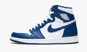 Nike Air Jordan 1 Retro High OG 'Storm Blue' Mens Shoes White / Blue | 104365-IEN