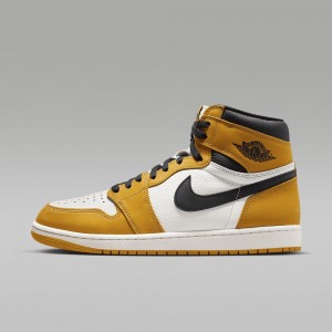 Nike Air Jordan 1 Retro High OG "Yellow Ochre" Mens Shoes Yellow / Black | 483621-NBZ