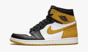 Nike Air Jordan 1 Retro High OG 'Yellow Ochre' Mens Shoes White / Yellow / Black | 073698-WSB