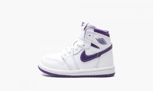 Nike Air Jordan 1 Retro High TD 'Court Purple' Kids Shoes White / Purple | 943875-PBI