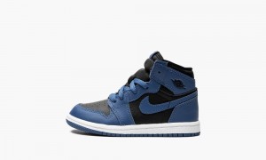 Nike Air Jordan 1 Retro High TD 'Dark Marina Blue' Kids Shoes Dark Blue / Black / White | 142038-HKG