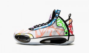 Nike Air Jordan 34 GS 'Zion Williamson Coloring Book' Kids Shoes White / Black / Multicolor | 756920-XJK