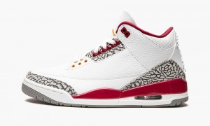 Nike Air Jordan 3 'Cardinal' Mens Shoes White / Deep Yellow / Red | 260895-BLW