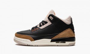 Nike Air Jordan 3 GS 'Desert Elephant' Kids Shoes Black / Orange / Khaki Grey | 384275-KXG