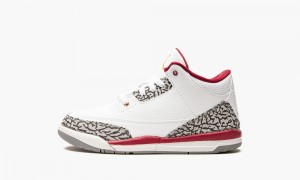 Nike Air Jordan 3 PS 'Cardinal' Kids Shoes White / Deep Yellow / Red | 125678-FJL