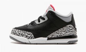 Nike Air Jordan 3 Retro BT 'Black Cement' Kids Shoes Black / Red / Grey | 614203-KVG