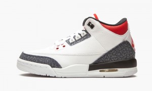 Nike Air Jordan 3 Retro 'Denim' Kids Shoes White / Red / Black | 142790-LJM