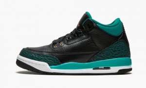 Nike Air Jordan 3 Retro GG Kids Shoes Black / Metal Gold / Turquoise | 934826-FWK