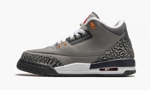 Nike Air Jordan 3 Retro GS 'Cool Grey' Kids Shoes Silver / Red / Deep Grey | 809213-LUT