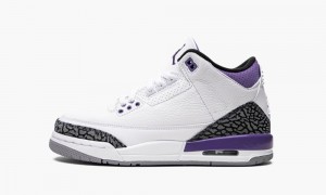 Nike Air Jordan 3 Retro GS 'Dark Iris' Kids Shoes White / Black | 425908-CWM