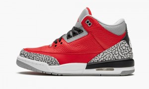 Nike Air Jordan 3 Retro GS 'Red Cement/Unite' Kids Shoes Red / Grey | 795214-HOZ