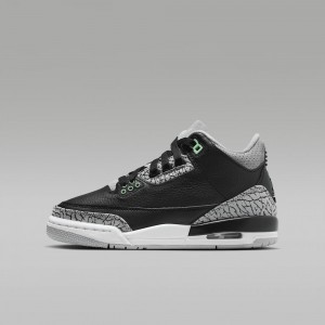 Nike Air Jordan 3 Retro Kids Shoes Black / Grey | 632091-MDB