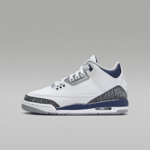 Nike Air Jordan 3 Retro Kids Shoes White / Blue | 834512-EUQ