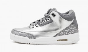 Nike Air Jordan 3 Retro PREM HC Kids Shoes Metal Silver / Grey | 327840-NWS