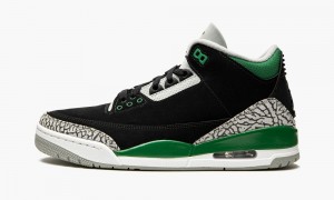 Nike Air Jordan 3 Retro 'Pine Green' Mens Shoes Black / Deep Green / Silver / White | 834576-WEM