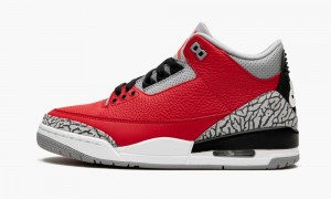 Nike Air Jordan 3 Retro 'Red Cement/Unite' Mens Shoes Red / Grey / Black | 249680-YLP