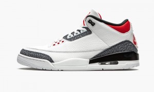 Nike Air Jordan 3 Retro SE DNM 'Fire Red' Mens Shoes White / Red / Black | 978204-KDS