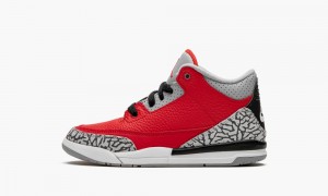 Nike Air Jordan 3 Retro SE PS 'Red Cement' Kids Shoes Red / Grey | 208461-BGY