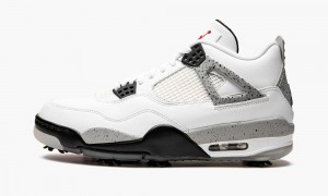 Nike Air Jordan 4 G 'Jordan 4 Golf - White Cement' Mens Shoes White / Red / Grey / Black | 146752-JHB