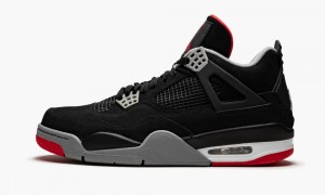 Nike Air Jordan 4 Retro 'Bred' Mens Shoes Black / Grey / Red | 649708-EIU