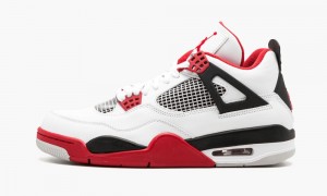 Nike Air Jordan 4 Retro 'Fire Red' Mens Shoes White / Red / Black | 043152-FMQ