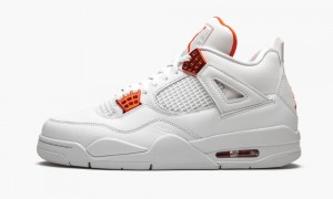 Nike Air Jordan 4 Retro 'Metallic Pack - Orange' Mens Shoes White / Orange / Metal | 562704-UKR