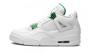 Nike Air Jordan 4 Retro 'Metallic Pack - Pine Green' Mens Shoes White / Metal Silver / Deep Green | 864391-QXE