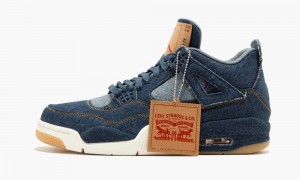 Nike Air Jordan 4 Retro NRG 'Levi's' Mens Shoes Blue / Blue / Red | 591637-AIC