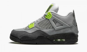 Nike Air Jordan 4 Retro SE 'Neon' Mens Shoes Grey | 697520-JPM