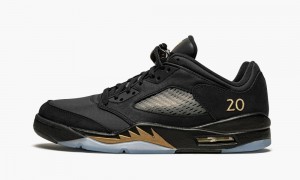 Nike Air Jordan 5 Low 'Class of 2021' Mens Shoes Black / Metal Gold | 603129-EGL