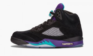 Nike Air Jordan 5 Retro 'Black Grape' Mens Shoes Black / Turquoise / Purple | 472560-YUB