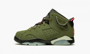 Nike Air Jordan 6 PS 'Cactus Jack - Travis Scott' Kids Shoes Olive / Black | 897360-TVQ