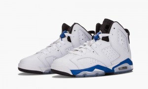 Nike Air Jordan 6 Retro BG 'Sport Blue' Kids Shoes White / Blue / Black | 143926-BOH