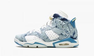 Nike Air Jordan 6 Retro GS 'Washed Denim' Kids Shoes White / Blue / Black | 062178-HPR