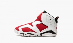 Nike Air Jordan 6 Retro Little Flex 'Carmine' Kids Shoes White / Black / Red | 104852-ZWT