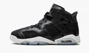 Nike Air Jordan 6 Retro PREM HC GG 'Heiress - Black Suede' Kids Shoes Black / White / Red | 271938-EAV