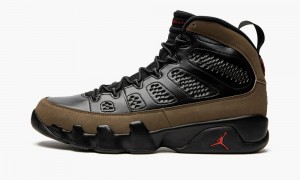 Nike Air Jordan 9 Retro 'Olive' Mens Shoes Black / Light Olive / Red | 572863-KTI