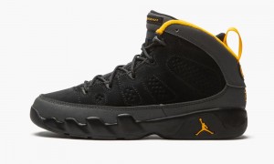 Nike Air Jordan 9 Retro PS 'University Gold' Kids Shoes Black / Dark Grey | 125384-FMB