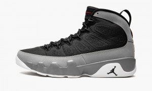 Nike Air Jordan 9 Retro 'Particle Grey' Mens Shoes Black / Red | 037248-JLW