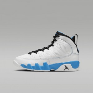 Nike Air Jordan 9 Retro "Powder Blue" Kids Shoes White / Dark Blue / Black | 976084-BFD