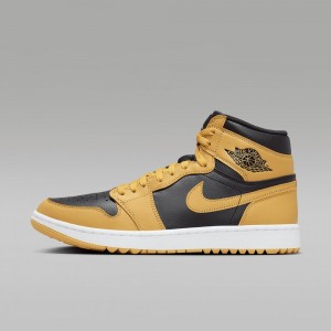 Nike Air Jordan I High G Womens Shoes Black / White / Yellow | 168425-ERB